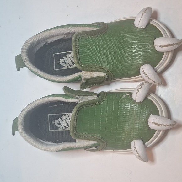 Toddler Vans Off The Wall Green Dragon Claw Reptile Slip-on with Velcro Size 7 - Picture 8 of 13
